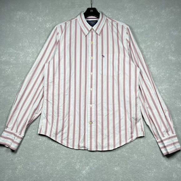 Abercrombie & Fitch Shirt Mens XXL Multicolor Striped Slim Button Up Long Sleeve - Picture 1 of 10
